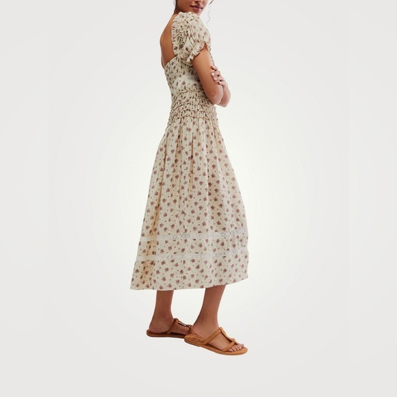 🆕 Free People Juniper Bali Floral Dress Ditsy Floral Neutral Ivory Size 10 - Picture 4 of 8